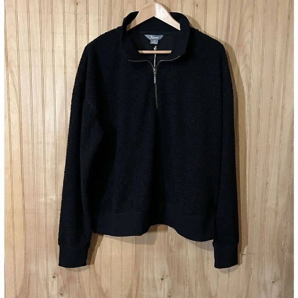 Natural Reflections Fleece Sherpa 1/4 Zip Pullover Women’s Size XL Caviar Black